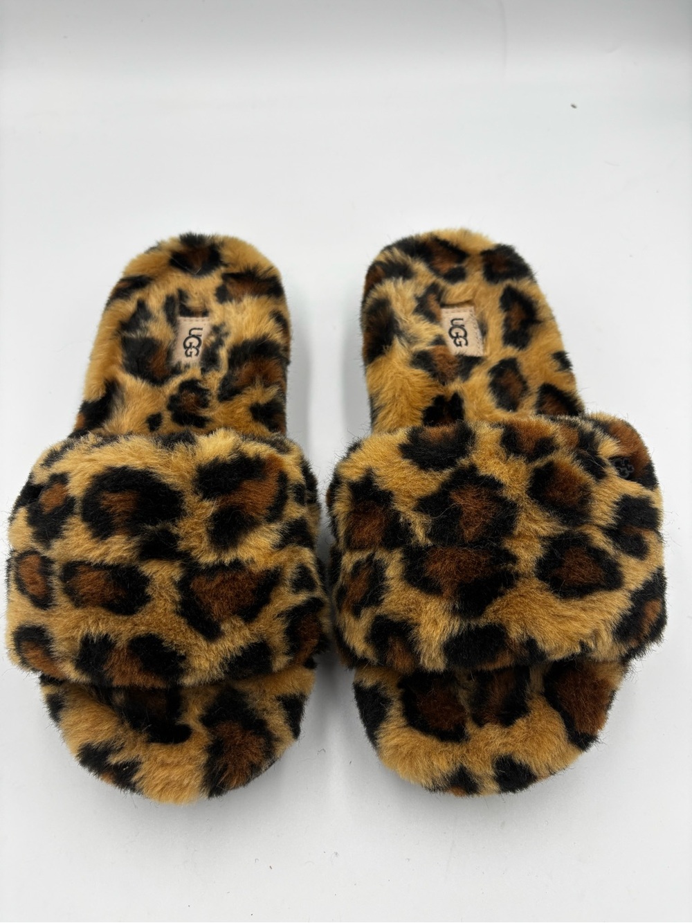 UGG Cozette Leopard Print Faux Fur Slide Slippers Sz 6